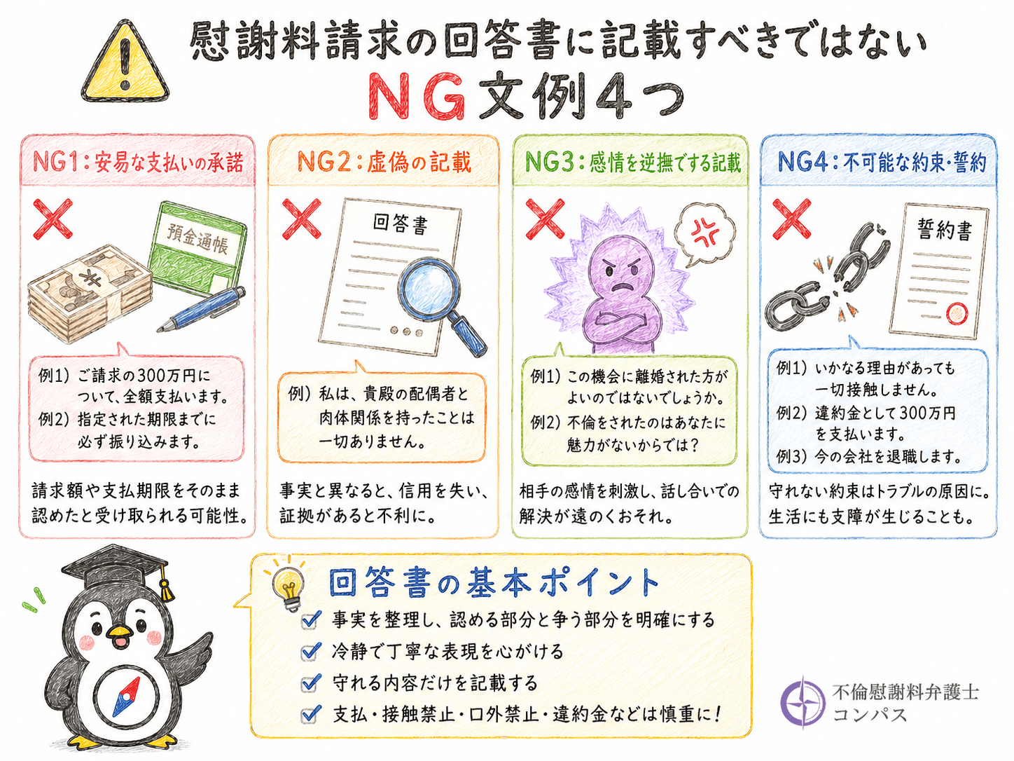 ６章　慰謝料請求の回答書に記載すべきではないＮＧ文例